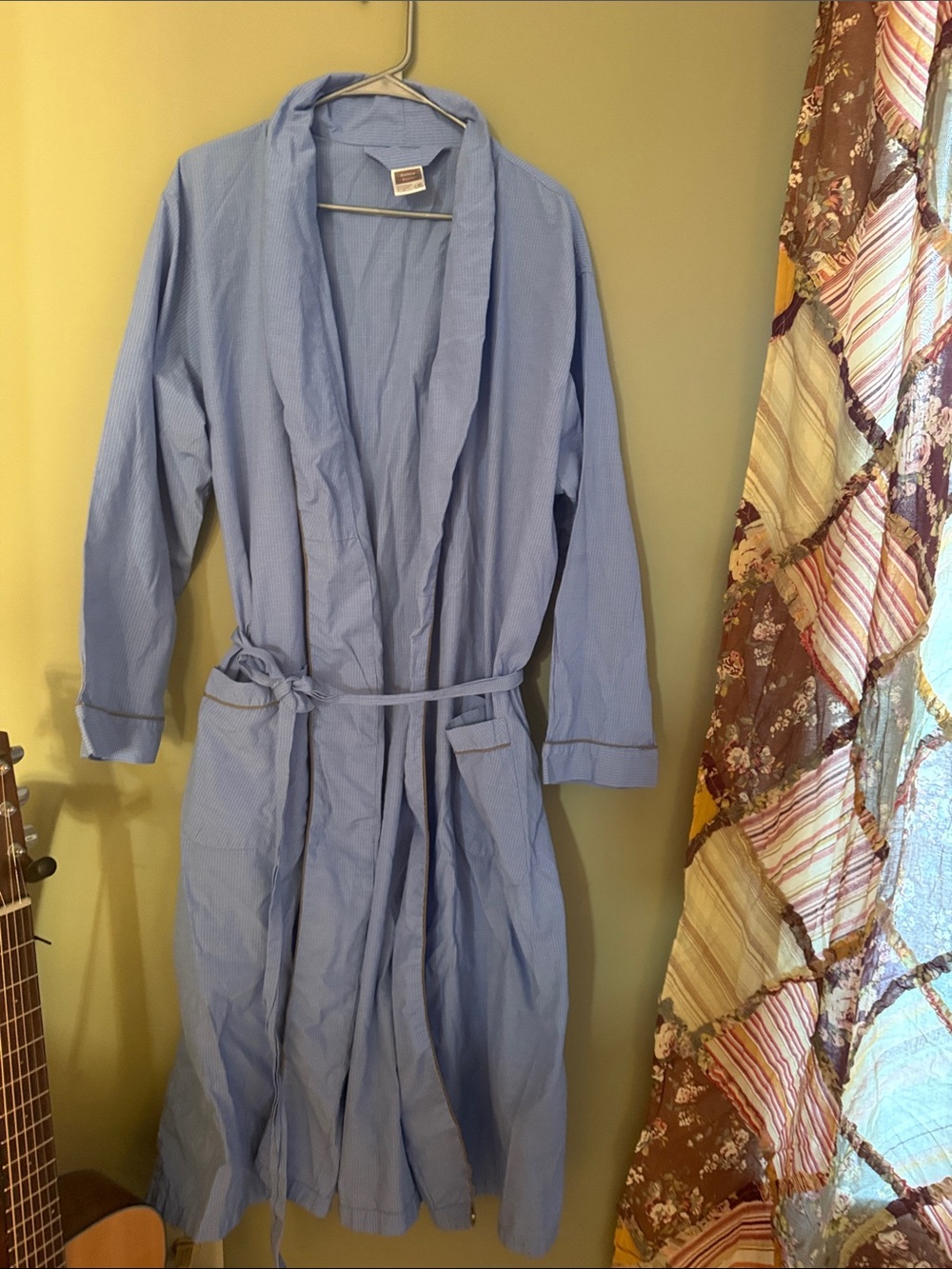 Light Blue men Wrap Robe Coat